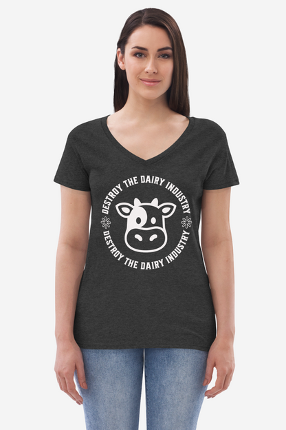 Destroy Dairy Women’s recycled v-neck t-shirt