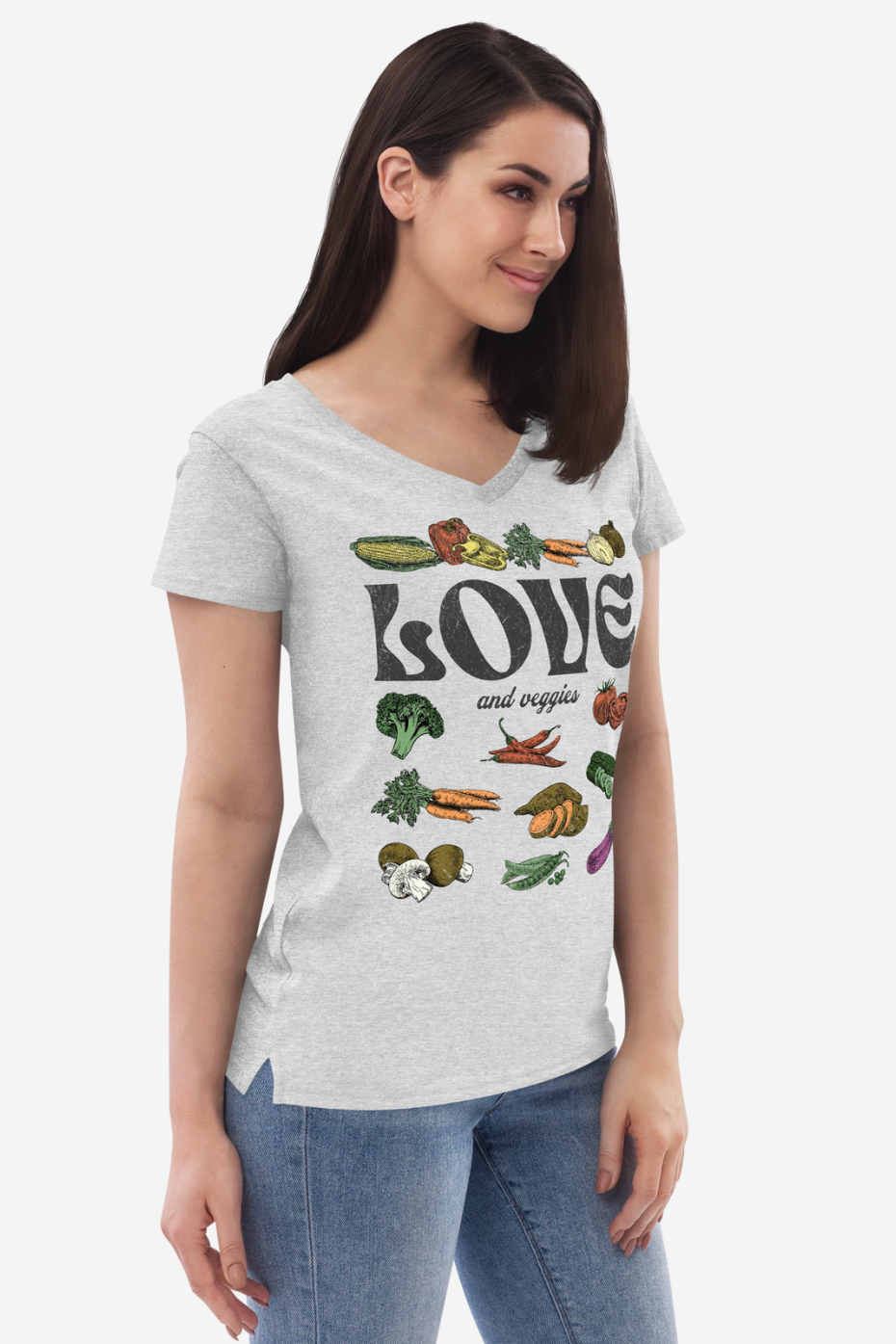 Love & Veggies Women’s recycled v-neck t-shirt