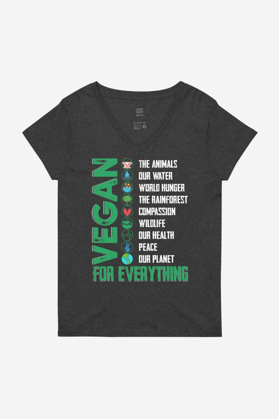 Vegan For Everything Women’s recycled v-neck t-shirt