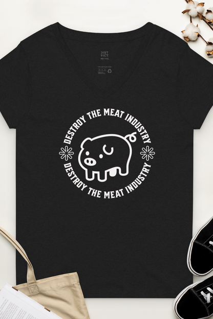 Destroy The Meat Industry Women’s recycled v-neck t-shirt