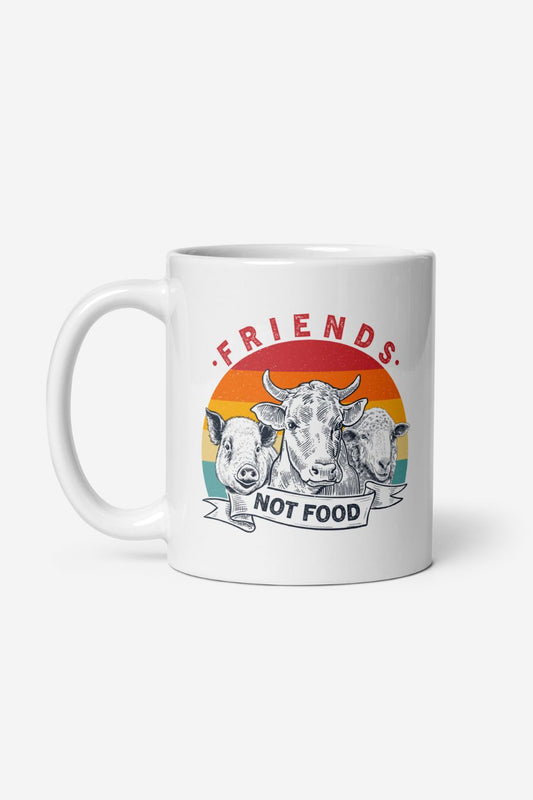 Friends Not Food - White glossy mug