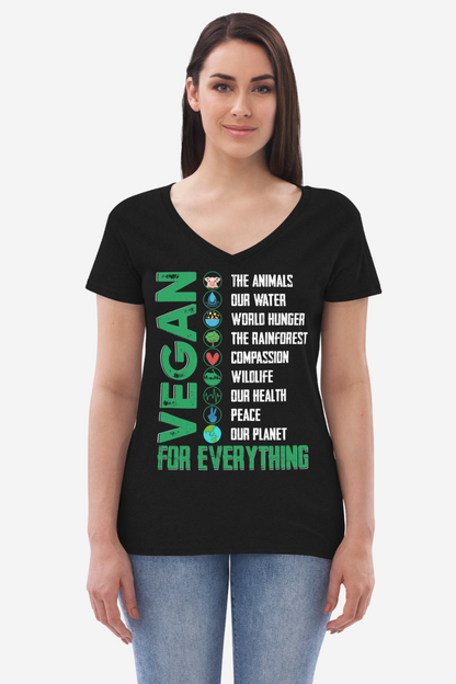 Vegan For Everything Women’s recycled v-neck t-shirt