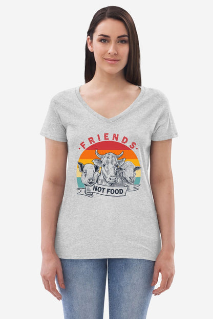 Friends Not Food - Women’s recycled v-neck t-shirt