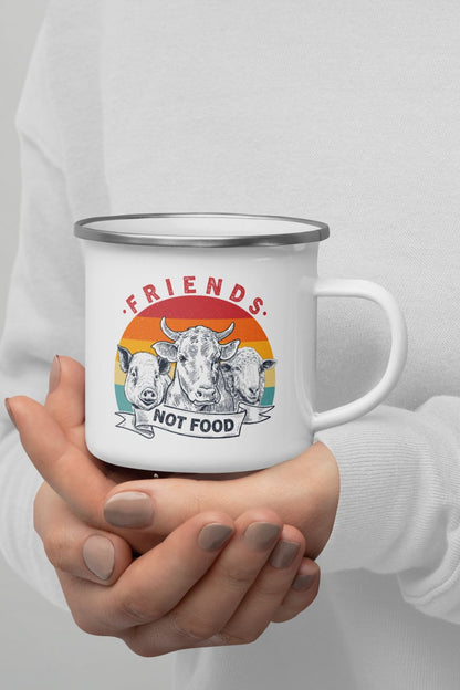 Friends Not Food - Enamel Camping Mug