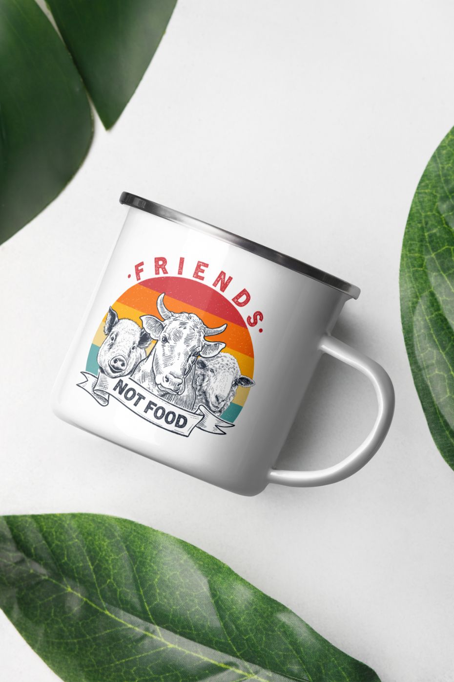 Friends Not Food - Enamel Camping Mug