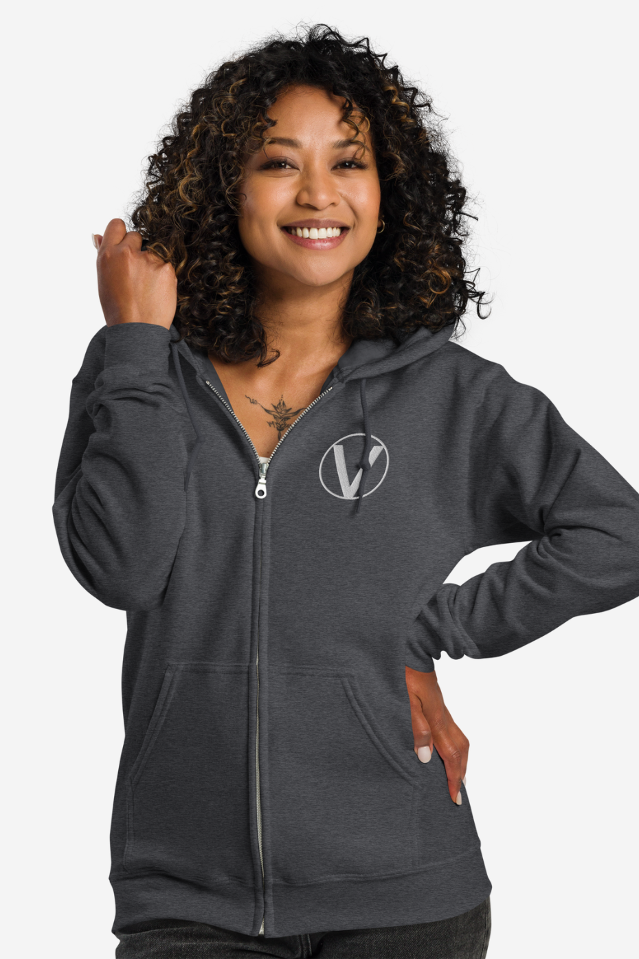 V Symbol Unisex zip hoodie - Embroidery
