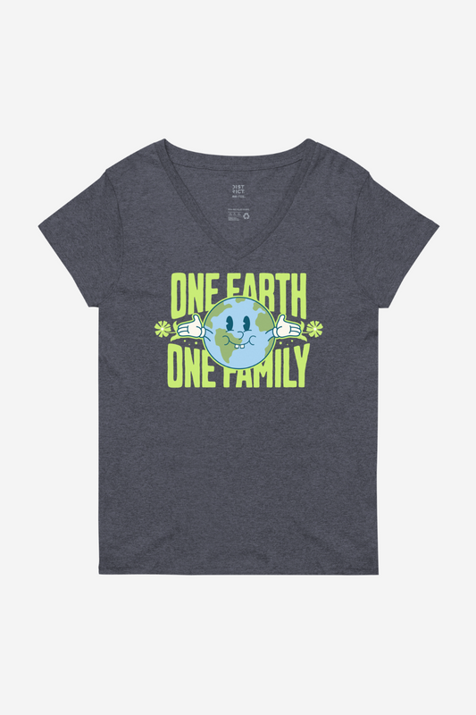 One Earth One Family Women’s recycled v-neck t-shirt
