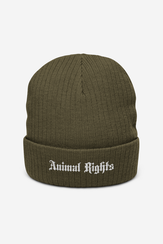 Animal Rights Recycled Ribbed Knit Beanie