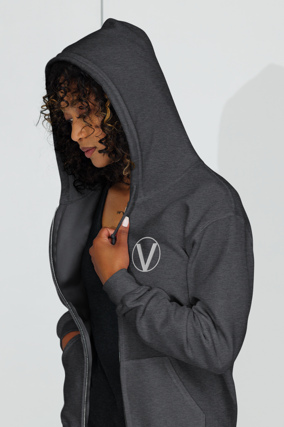 V Symbol Unisex zip hoodie - Embroidery – Plant Babes