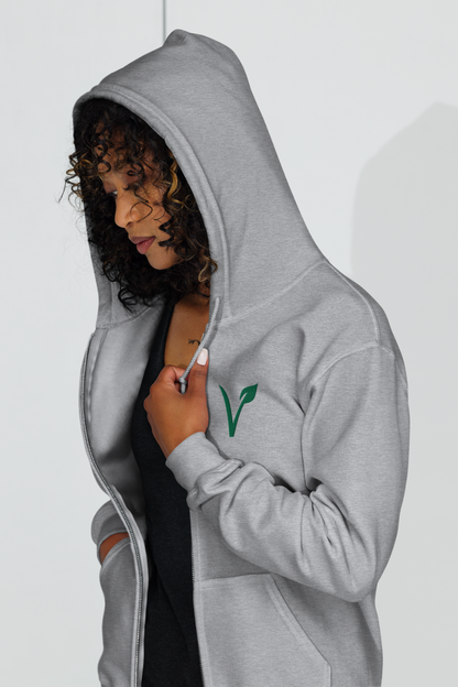 V Leaf Unisex zip hoodie - Embroidery