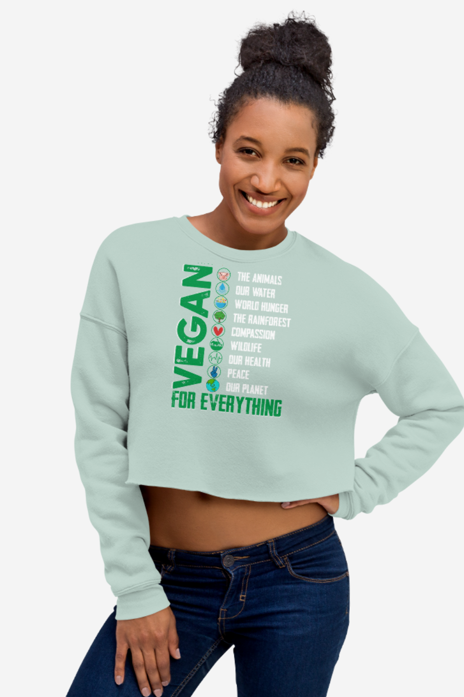 Vegan For Everything Crop Sweatshirt