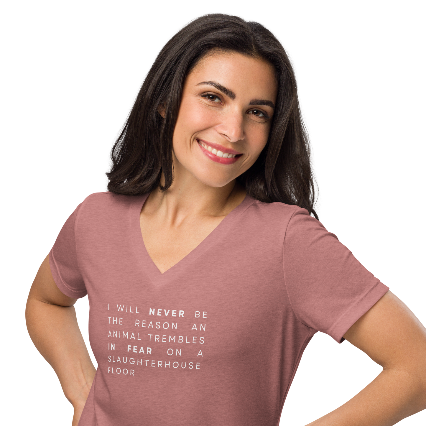 I Will Never Women’s relaxed V-Neck t-shirt